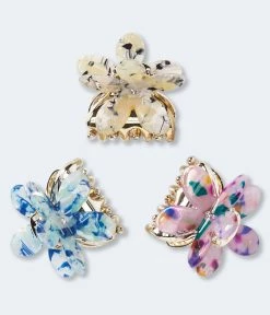 Aeropostale Women's Marbled Flower Claw Hair Clip 3-Pack