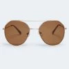 Aeropostale Men's Rounded Geometric Top-Bar Sunglasses for women