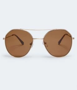 Aeropostale Men's Rounded Geometric Top-Bar Sunglasses for women