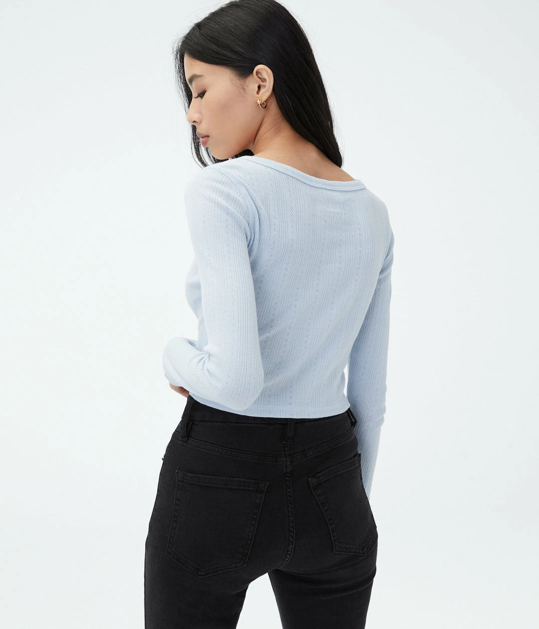 Aeropostale Women's Long Sleeve Notch-Neck Cropped Shrunken Tee - Image 4