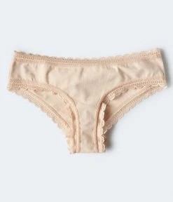 Aeropostale Womens Women's Solid Lace-Trimmed Cheeky