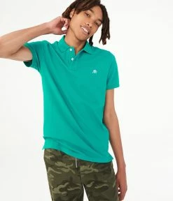 Aeropostale Mens A87 Solid Logo Piquac Polo